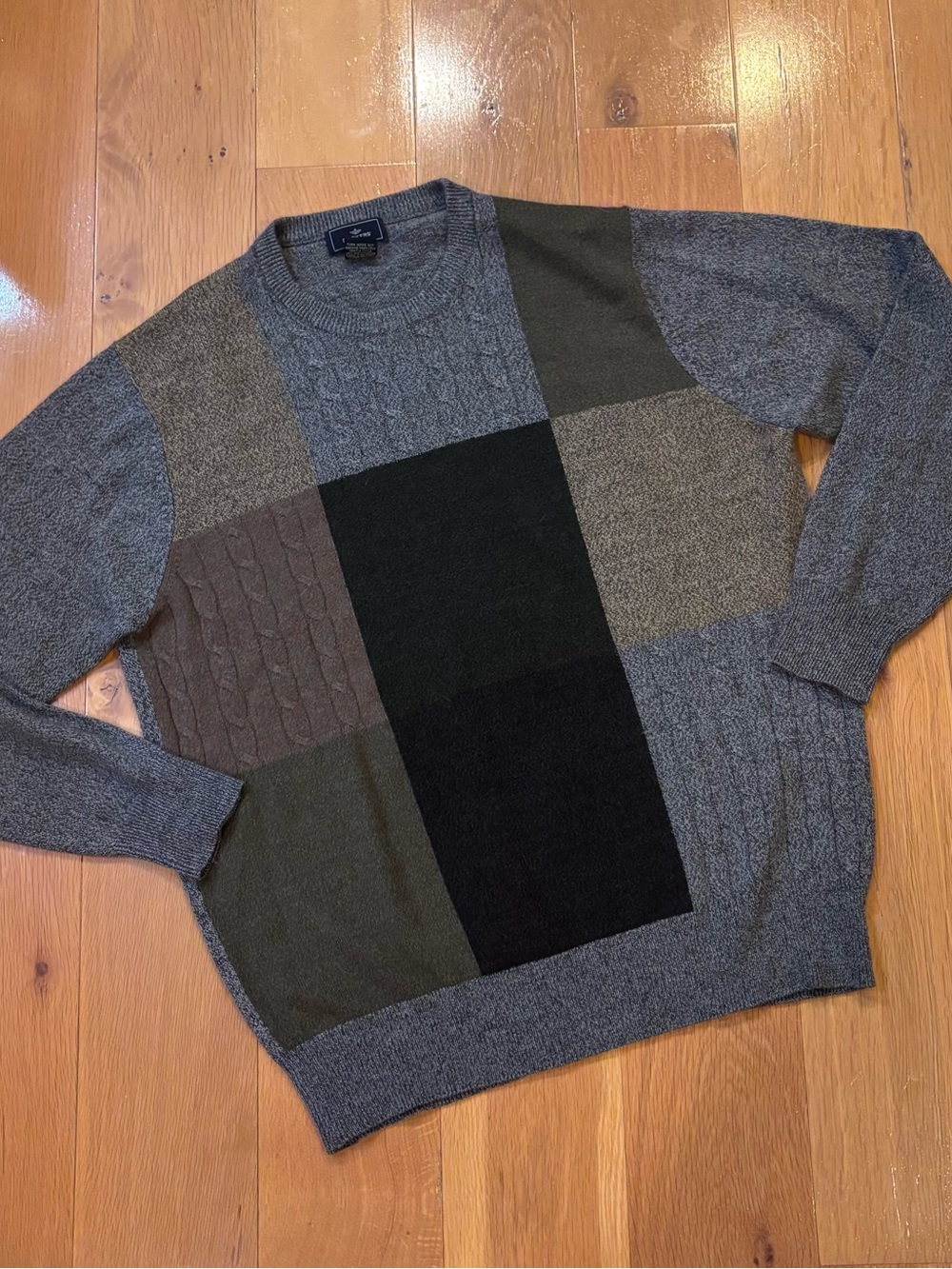 Dockers Men's M Patchwork Crewneck Sweater - Gray, Black, Olive, Brown